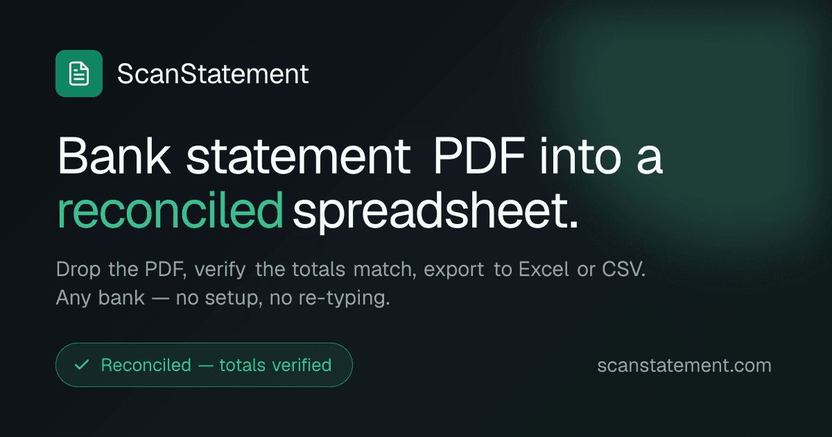 ScanStatement | Convert Bank Statement PDF to Excel & CSV